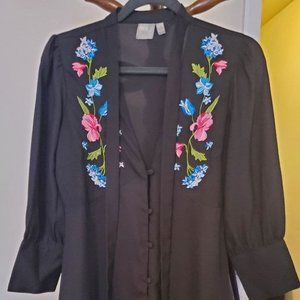 ASOS DESIGN embroidered button through mini tea dress